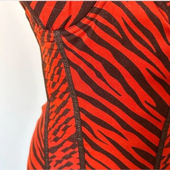 Red and Black Zebra Print Women's Top - Picture 2 of 6